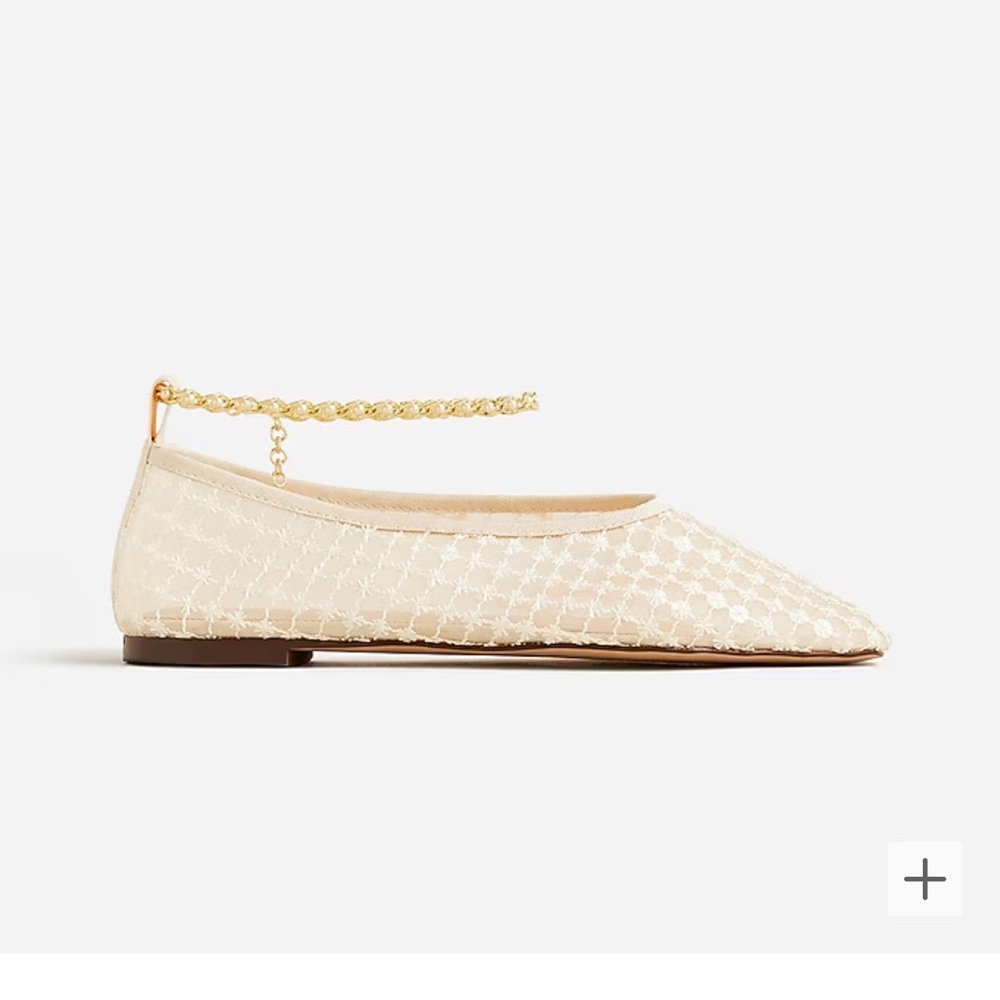 Quinn embellished removable ankle-strap ballet flats in mesh - Picture 1 of 5